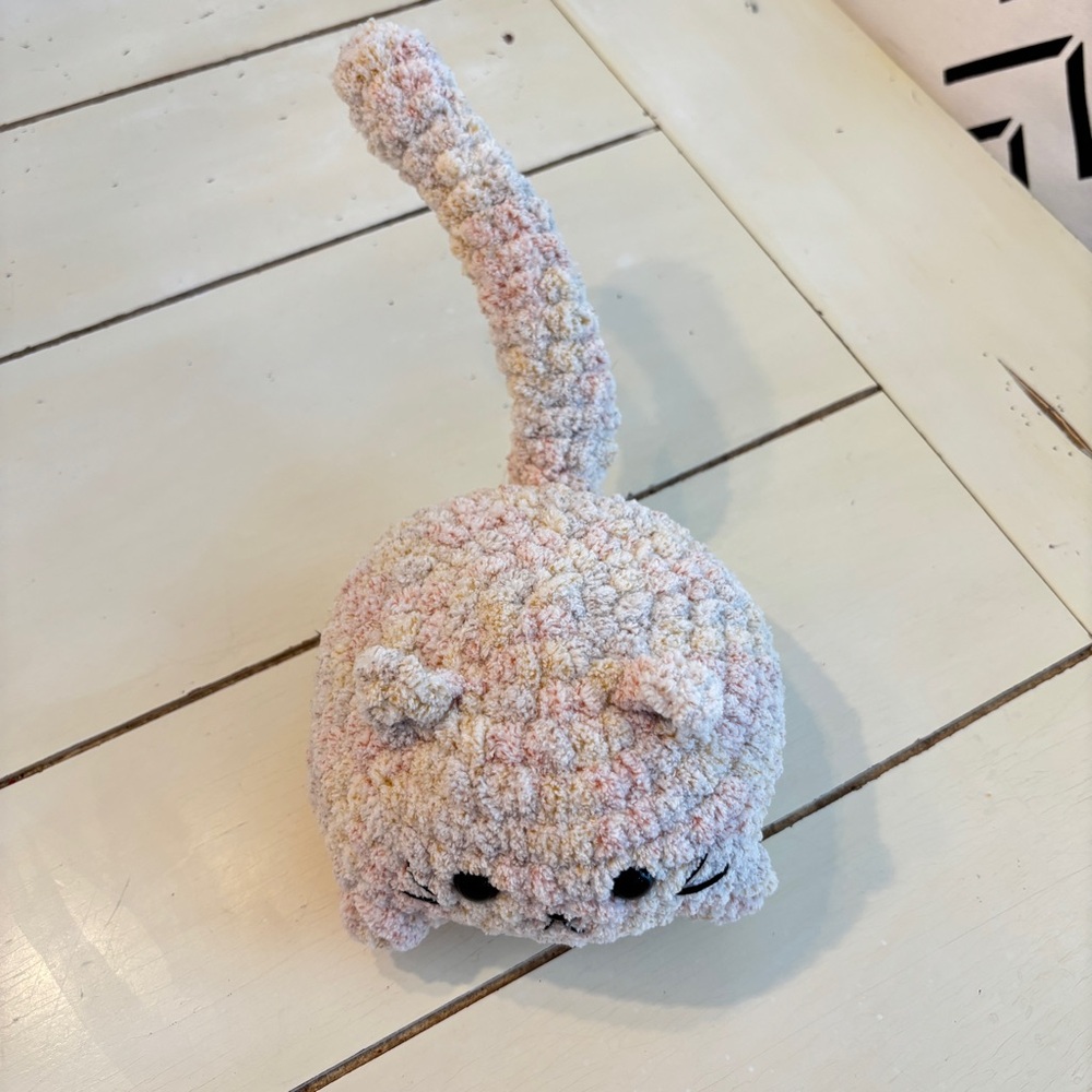 Crochet Yellow Tabby Cat Handmade Amigurumi Plush Unique Cute Chubby Kitten